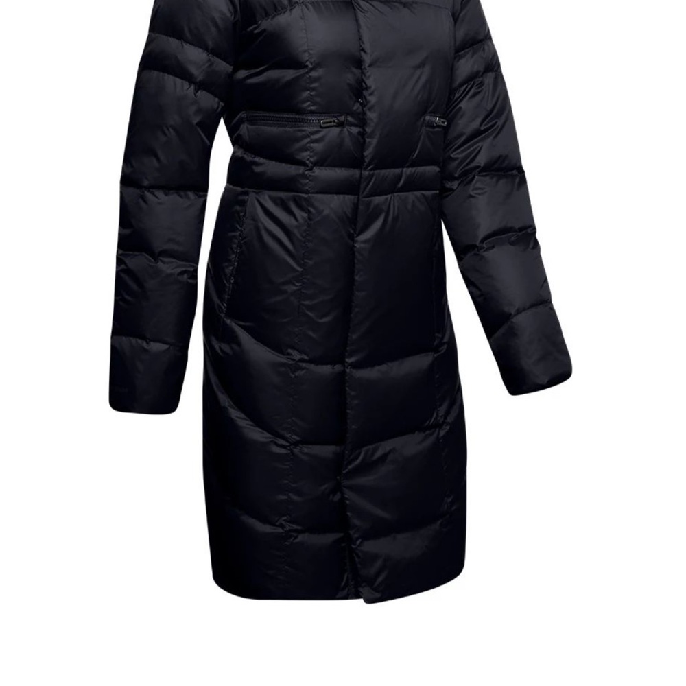 Women’s Long Black Under Armour Cold Gear Puffer Coat with Hood